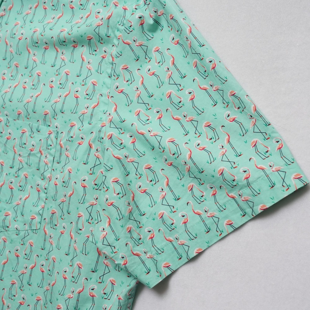Club Room Button Up Shirt Mens XXL Green Flamingo Tropical Print Short Sleeve - Picture 7 of 16